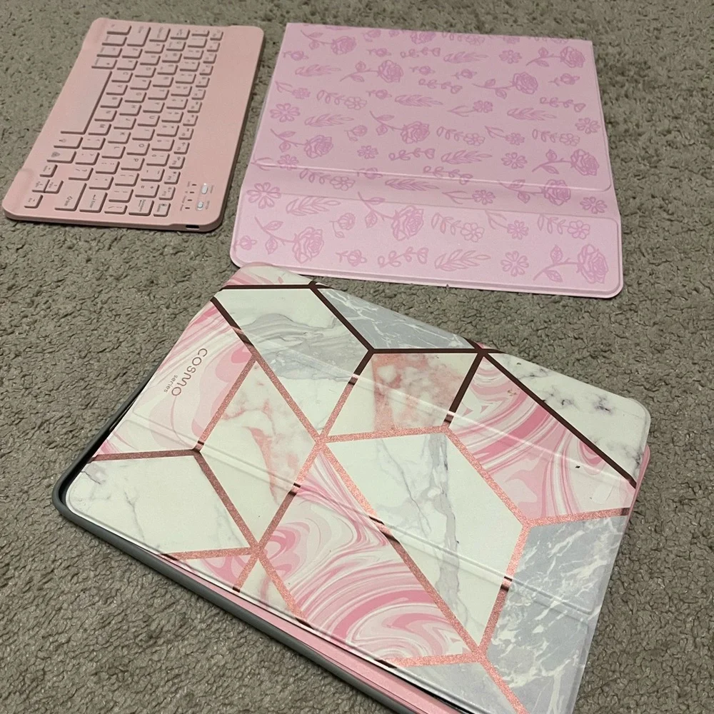 Pink Tablet Case and Keyboard Set